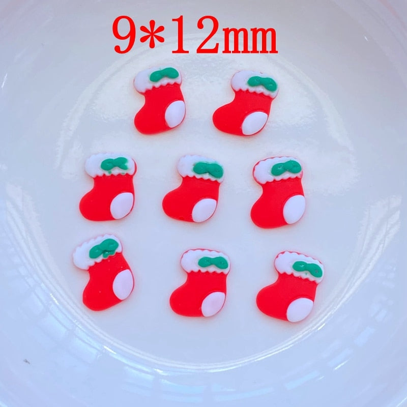 30Pcs New Cute Mini Christmas Collection Resin Flatback Cabochon Scrapbook Kawaii Embellishments Accessories