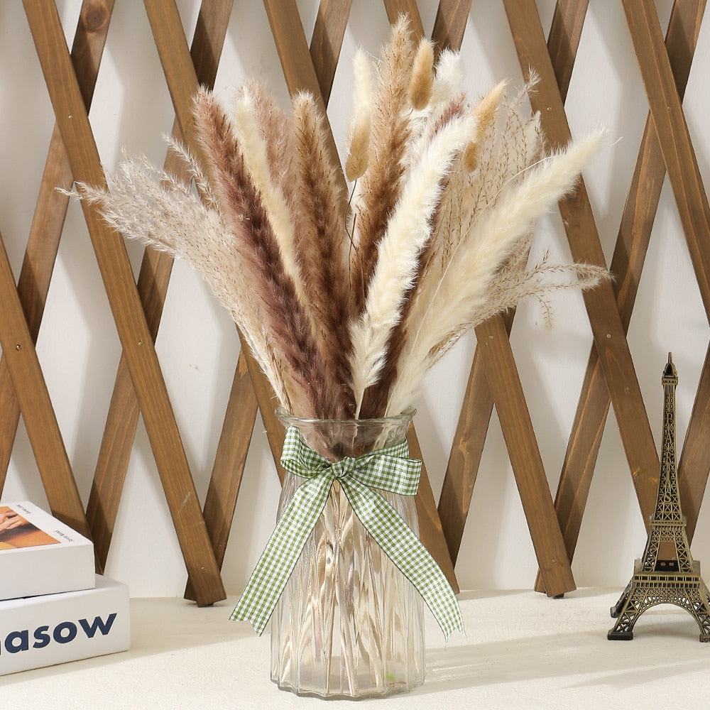 Small Pompass Bunny Tails Grass for Boho Home Living Room Farmhouse Decor Wedding Pampass Flowers Arrangement Decorations 65pcs