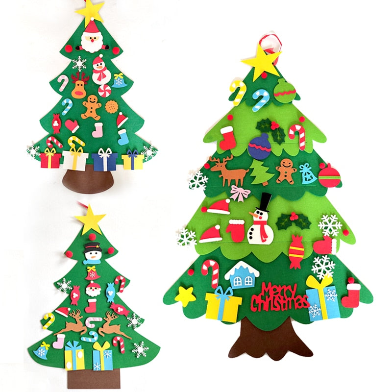 DIY Felt Christmas Tree Merry Christmas Decorations For Home 2021 Cristmas Ornament Xmas Navidad Gifts Santa Claus New Year Tree