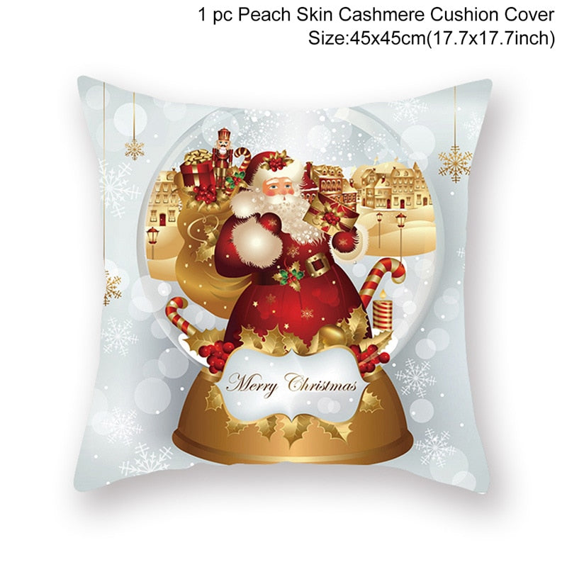 45cm Christmas Cushion Cover Navidad Merry Christmas Decorations For Home 2022 Xmas Noel Cristmas Ornaments New Year Gifts 2023