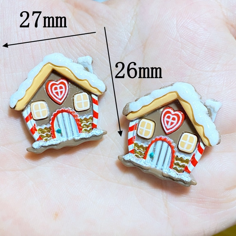 10Pcs New Cute Cartoon Christmas Series Flat Back Resin Cabochons Scrapbooking DIY Jewelry Craft Decoration Accessorie