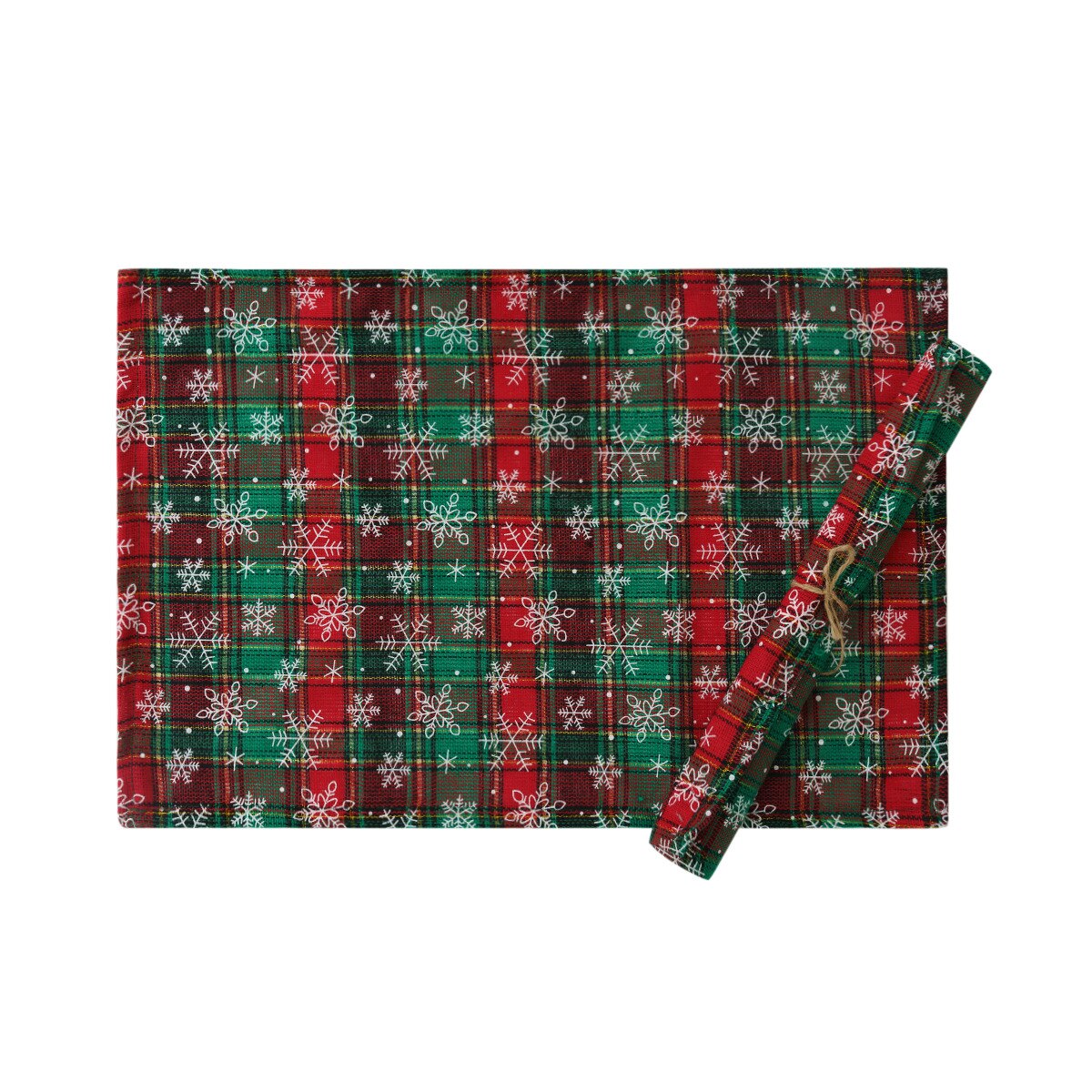 Christmas Table Runner Farmhouse Christmas Placemat Set Red and Green Plaid Print Tablecloth Festival Kitchen Home Decor