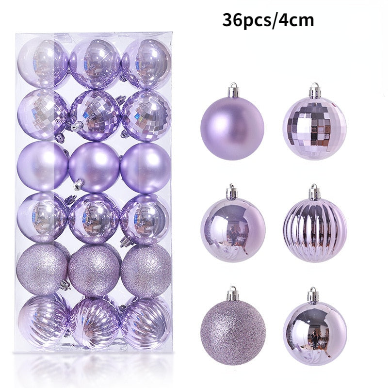 1Box 24/36pcs Christmas Ball Christmas Tree Ornament Home Christmas Hanging Pendant New Year Party Decoration Gift Navidad 2022