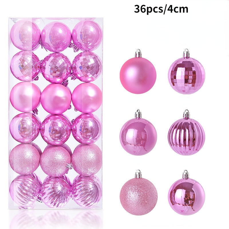 1Box 24/36pcs Christmas Ball Christmas Tree Ornament Home Christmas Hanging Pendant New Year Party Decoration Gift Navidad 2022