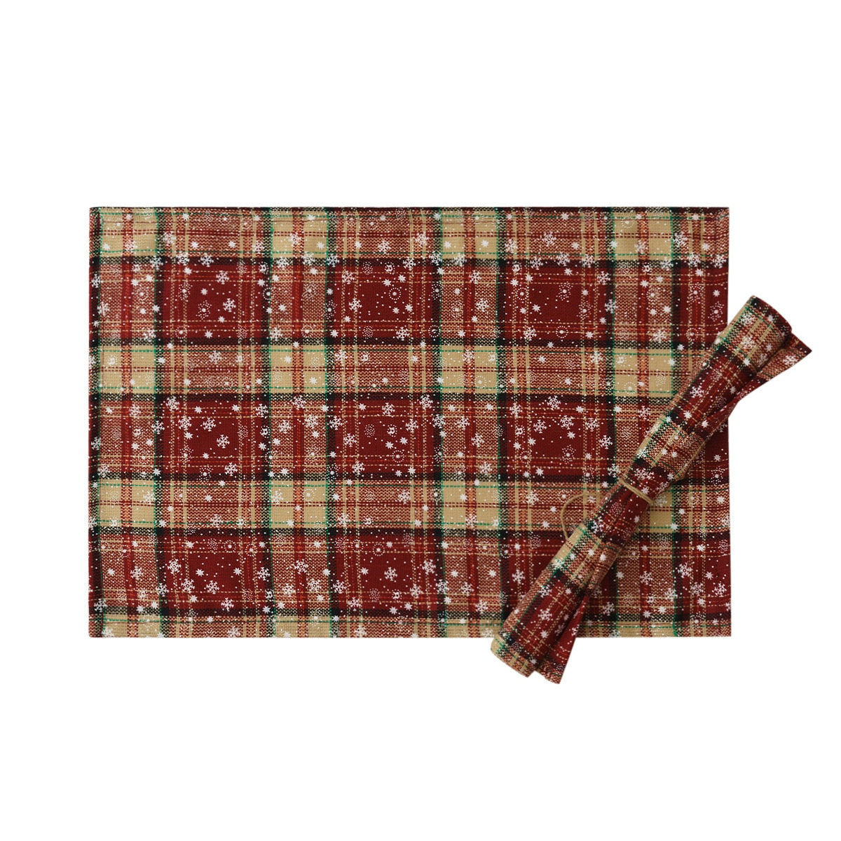 Christmas Table Runner Farmhouse Christmas Placemat Set Red and Green Plaid Print Tablecloth Festival Kitchen Home Decor