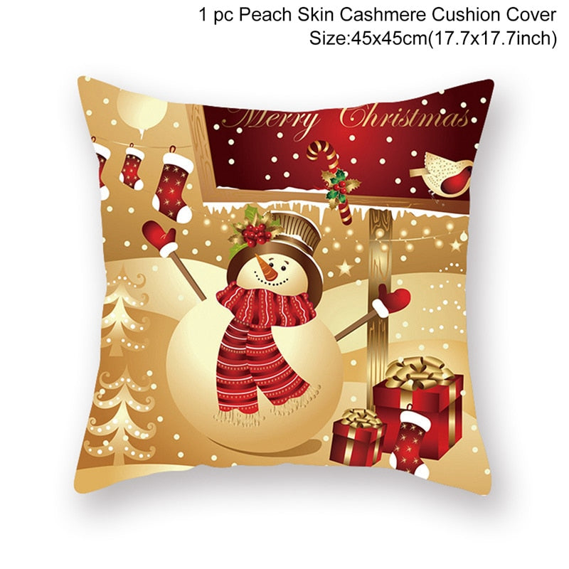 45cm Christmas Cushion Cover Navidad Merry Christmas Decorations For Home 2022 Xmas Noel Cristmas Ornaments New Year Gifts 2023