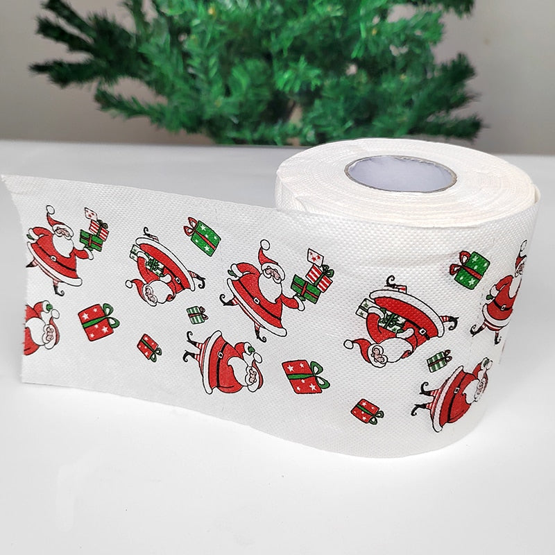 Merry Christmas Toilet Paper non-toxic printing Santa Claus Elk tree Tissue Napkin Festive Funny Novelty Gifts Party Favors Idea