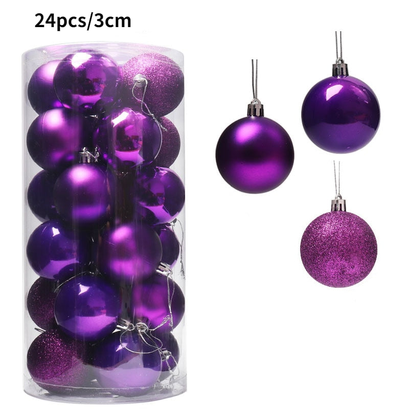 1Box 24/36pcs Christmas Ball Christmas Tree Ornament Home Christmas Hanging Pendant New Year Party Decoration Gift Navidad 2022