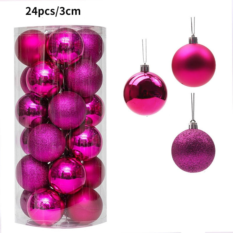 1Box 24/36pcs Christmas Ball Christmas Tree Ornament Home Christmas Hanging Pendant New Year Party Decoration Gift Navidad 2022