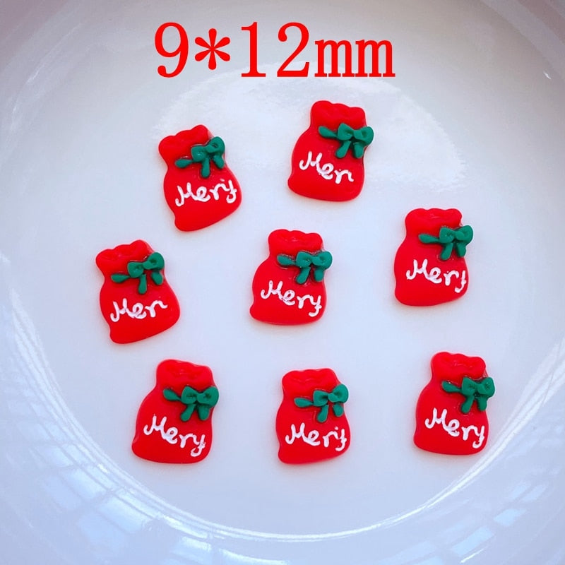 30Pcs New Cute Mini Christmas Collection Resin Flatback Cabochon Scrapbook Kawaii Embellishments Accessories