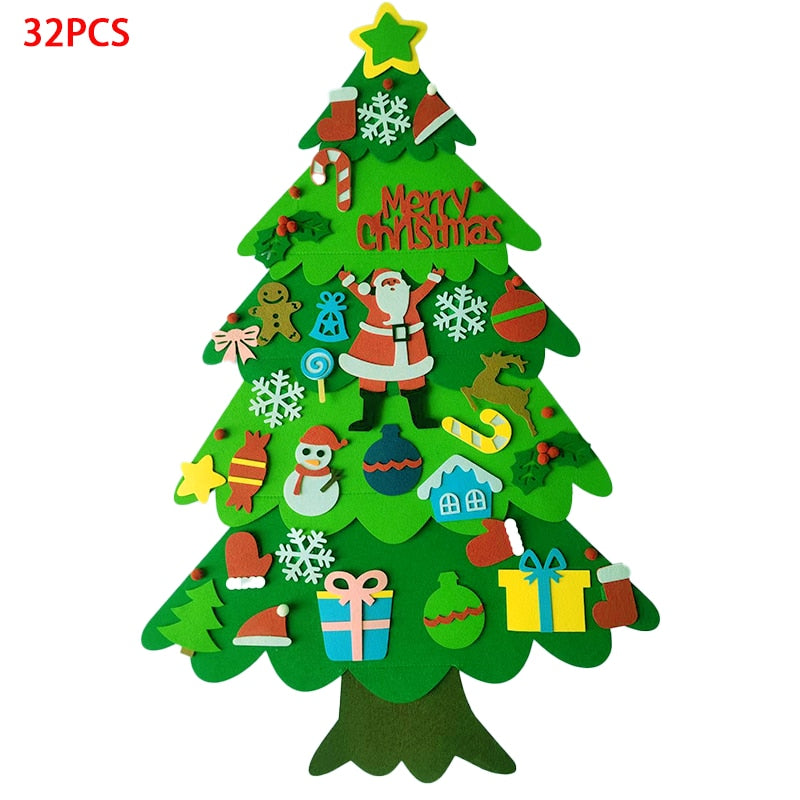 DIY Felt Christmas Tree Merry Christmas Decorations For Home 2021 Cristmas Ornament Xmas Navidad Gifts Santa Claus New Year Tree