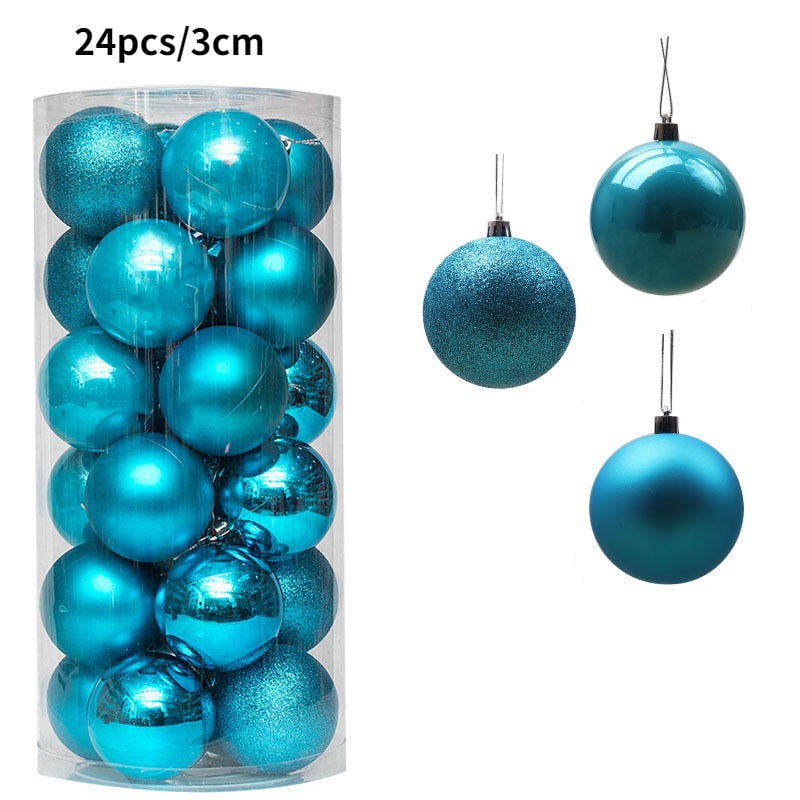 1Box 24/36pcs Christmas Ball Christmas Tree Ornament Home Christmas Hanging Pendant New Year Party Decoration Gift Navidad 2022