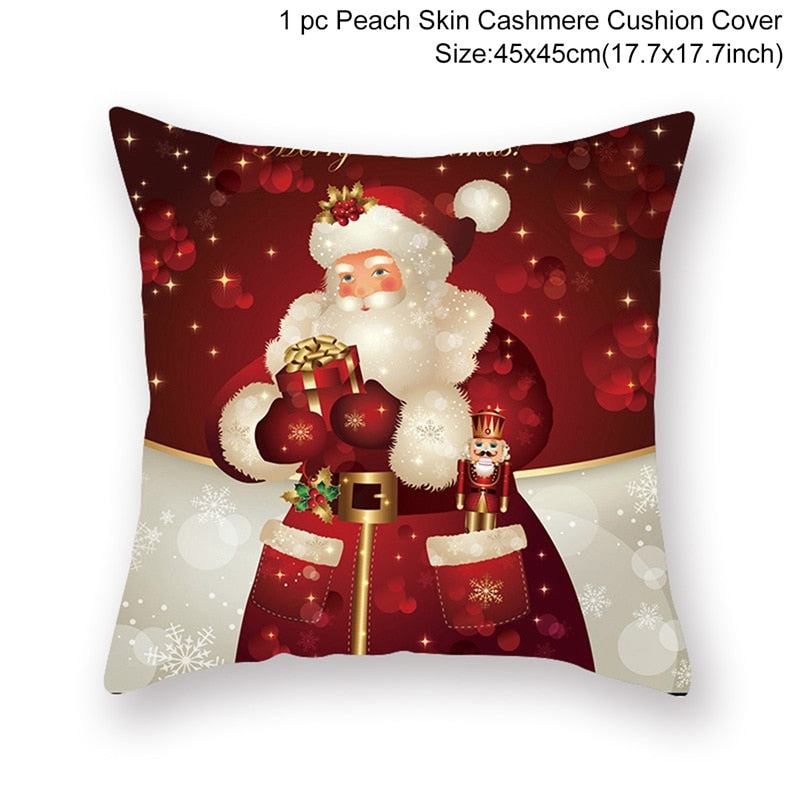 45cm Christmas Cushion Cover Navidad Merry Christmas Decorations For Home 2022 Xmas Noel Cristmas Ornaments New Year Gifts 2023