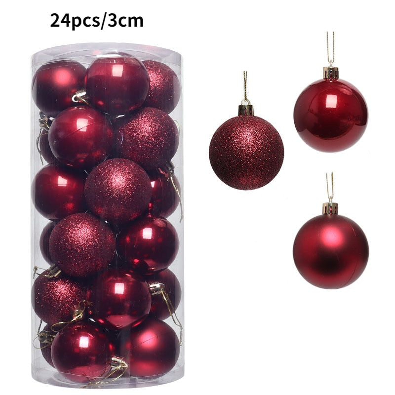 1Box 24/36pcs Christmas Ball Christmas Tree Ornament Home Christmas Hanging Pendant New Year Party Decoration Gift Navidad 2022