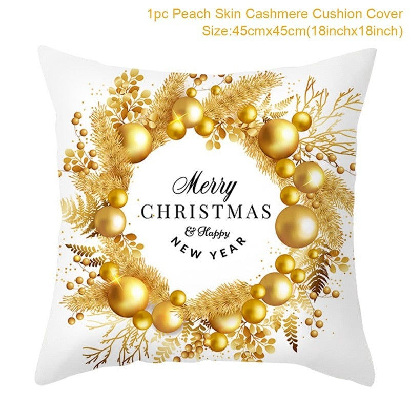 45cm Christmas Cushion Cover Navidad Merry Christmas Decorations For Home 2022 Xmas Noel Cristmas Ornaments New Year Gifts 2023