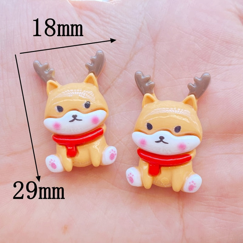 10Pcs New Cute Cartoon Christmas Series Flat Back Resin Cabochons Scrapbooking DIY Jewelry Craft Decoration Accessorie