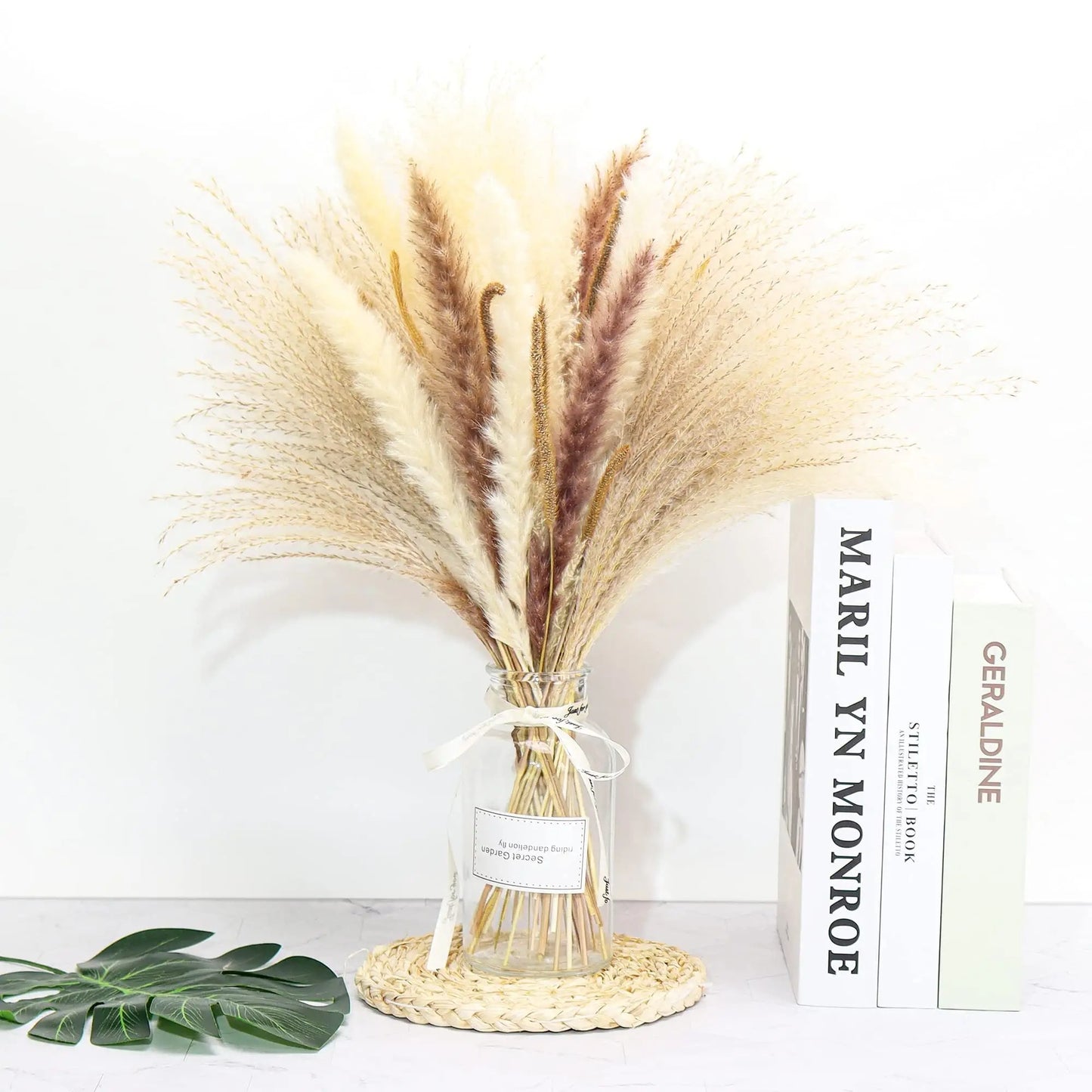 Small Pompass Bunny Tails Grass for Boho Home Living Room Farmhouse Decor Wedding Pampass Flowers Arrangement Decorations 65pcs