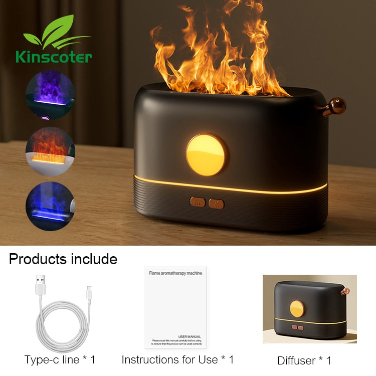 Kinscoter Aroma Diffuser Air Humidifier Ultrasonic Cool Mist Maker Fogger Led Essential Oil Flame Lamp Difusor