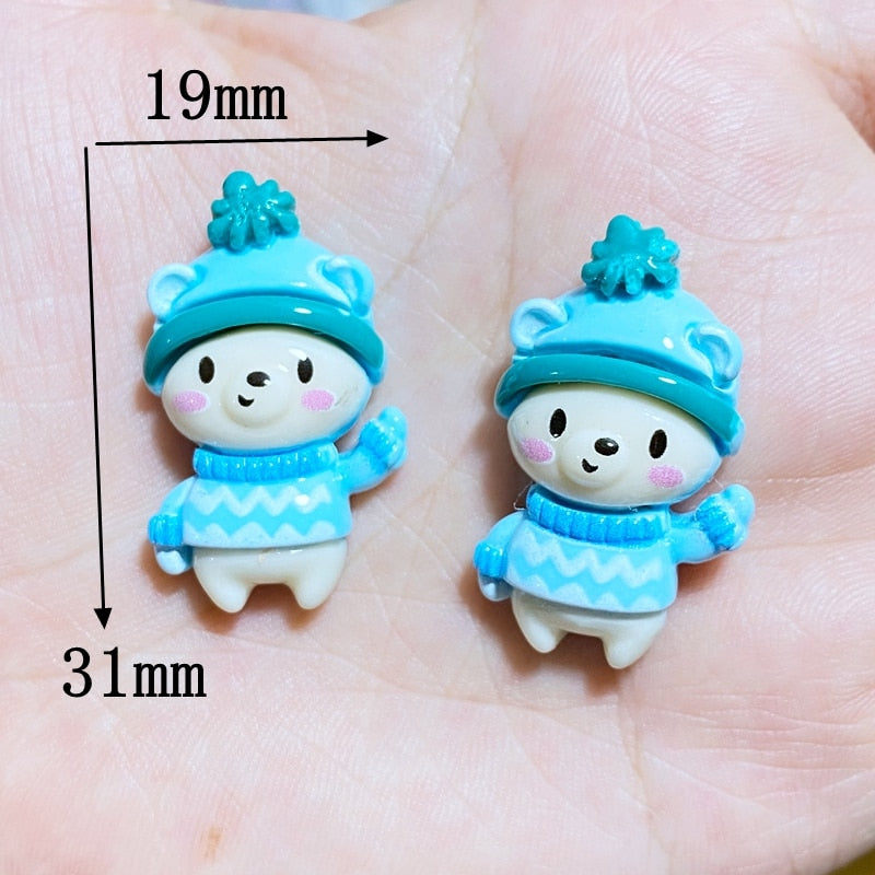 10Pcs New Cute Cartoon Christmas Series Flat Back Resin Cabochons Scrapbooking DIY Jewelry Craft Decoration Accessorie