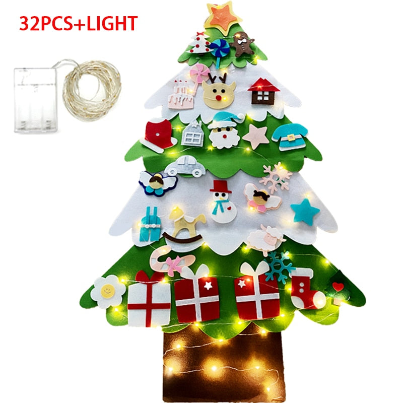 DIY Felt Christmas Tree Merry Christmas Decorations For Home 2021 Cristmas Ornament Xmas Navidad Gifts Santa Claus New Year Tree