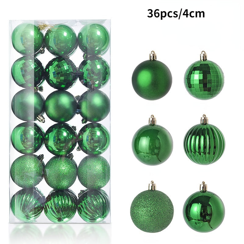 1Box 24/36pcs Christmas Ball Christmas Tree Ornament Home Christmas Hanging Pendant New Year Party Decoration Gift Navidad 2022