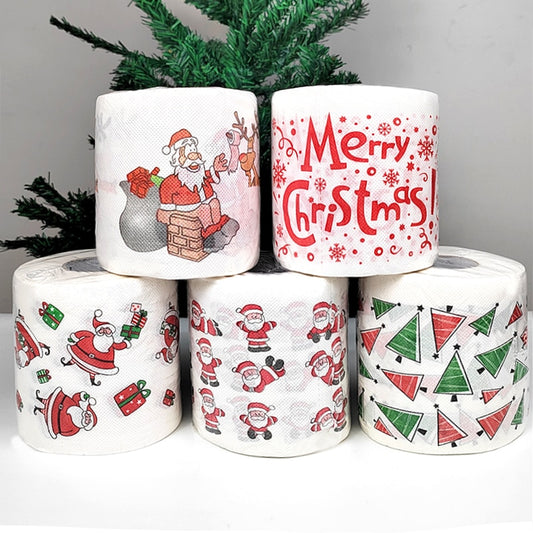 Merry Christmas Toilet Paper non-toxic printing Santa Claus Elk tree Tissue Napkin Festive Funny Novelty Gifts Party Favors Idea