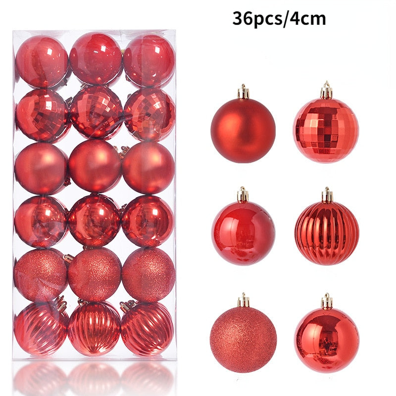 1Box 24/36pcs Christmas Ball Christmas Tree Ornament Home Christmas Hanging Pendant New Year Party Decoration Gift Navidad 2022