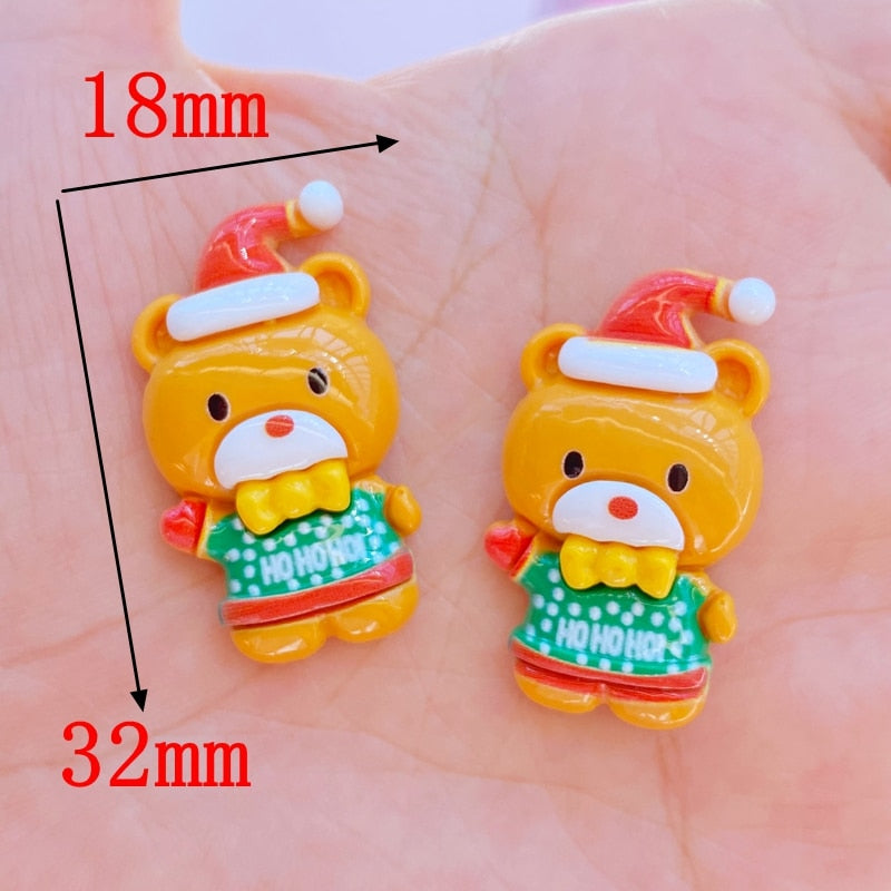 10Pcs New Cute Cartoon Christmas Series Flat Back Resin Cabochons Scrapbooking DIY Jewelry Craft Decoration Accessorie