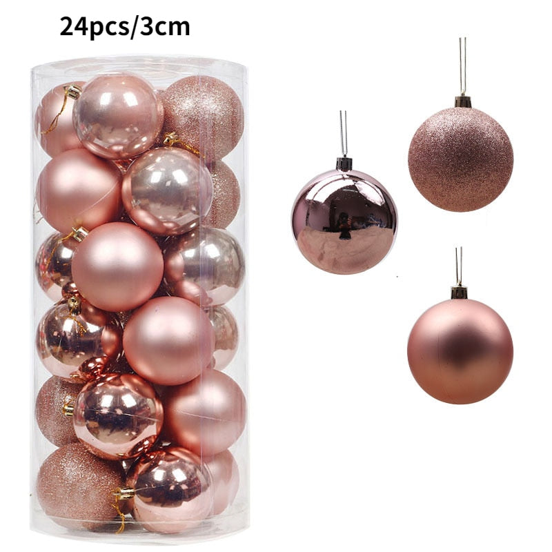 1Box 24/36pcs Christmas Ball Christmas Tree Ornament Home Christmas Hanging Pendant New Year Party Decoration Gift Navidad 2022