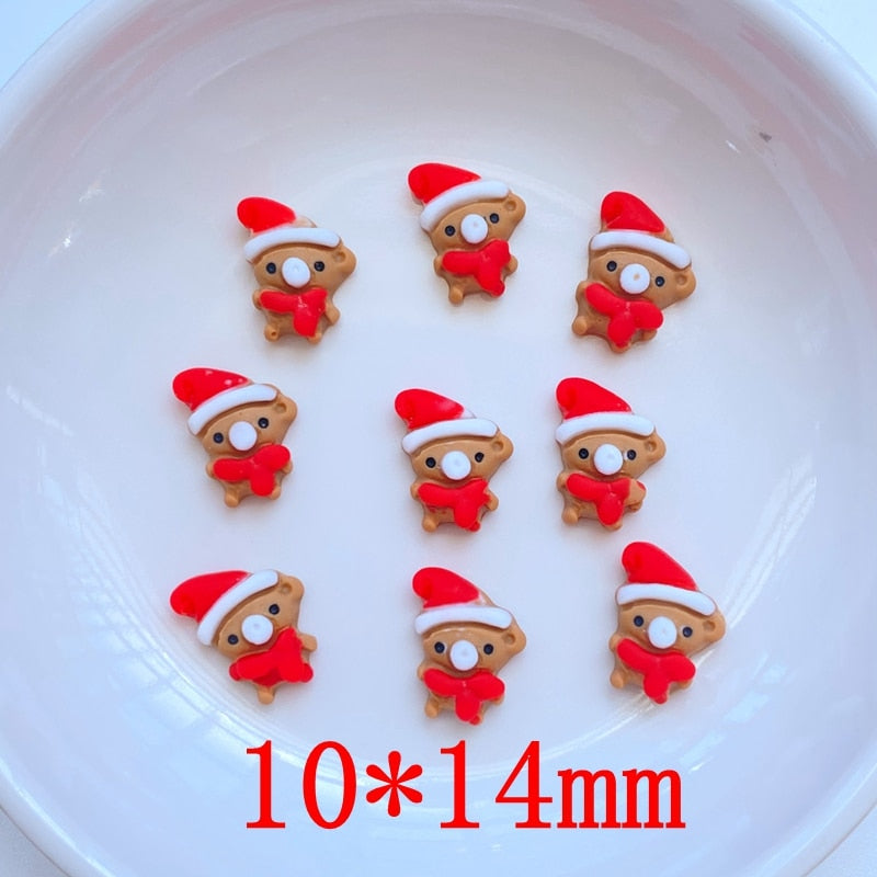 30Pcs New Cute Mini Christmas Collection Resin Flatback Cabochon Scrapbook Kawaii Embellishments Accessories