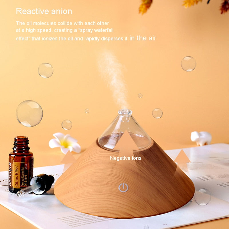 Anion Aroma Diffuser For Home Room Fragrance Smell Distributor Essential Oil Waterless Wood Base Ultrasonic Diffuser