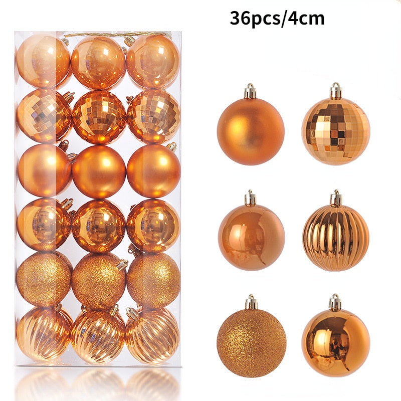 1Box 24/36pcs Christmas Ball Christmas Tree Ornament Home Christmas Hanging Pendant New Year Party Decoration Gift Navidad 2022